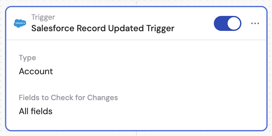 Selecting the Salesforce Record Updated trigger in the Workflow builder