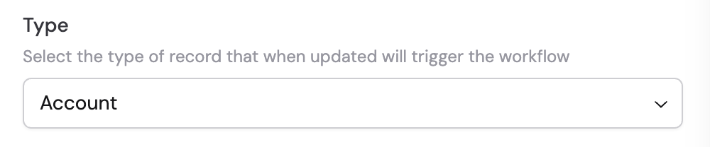 Type dropdown showing Salesforce record type options