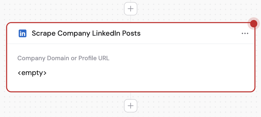 Action library with Scrape Company LinkedIn Posts selected
