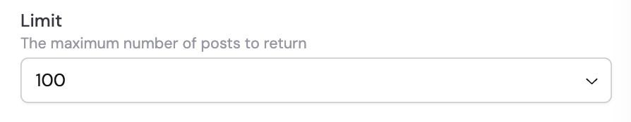 Select Limit dropdown for maximum posts