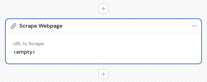 Action library with Scrape Webpage selected