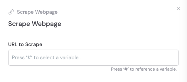 Adding the Scrape Webpage action to the Workflow