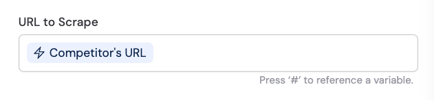 URL to Scrape field with variable reference