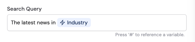 Search query field with variable reference