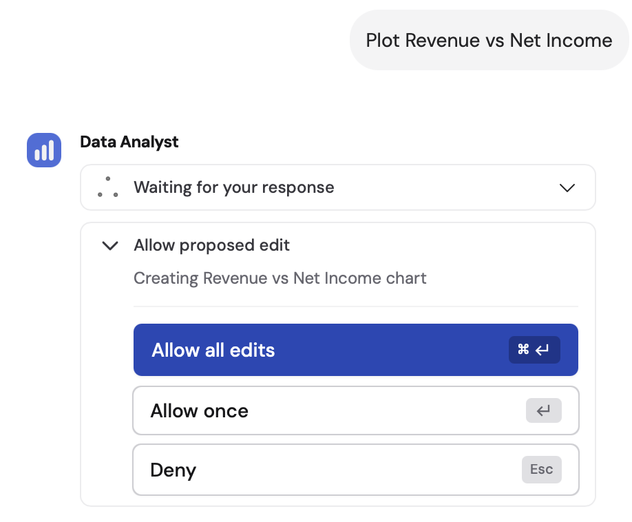 Cassidy approval card in Excel with Allow all edits, Allow once, and Deny options
