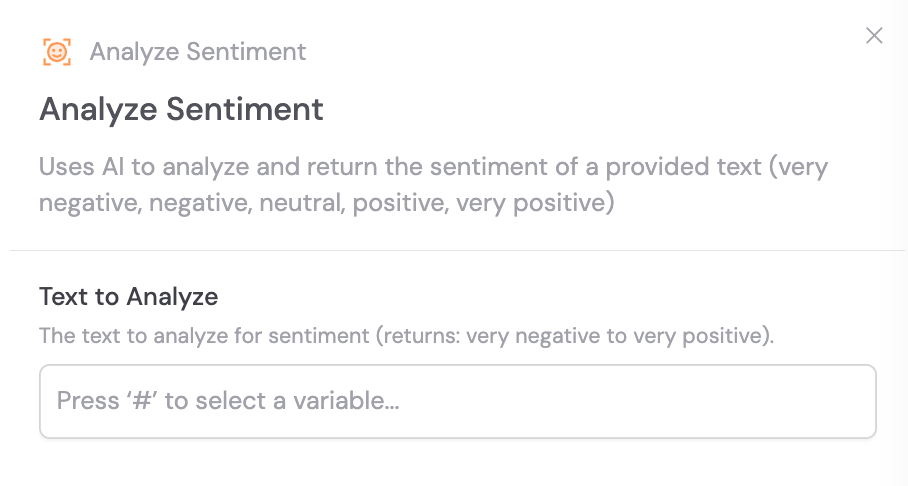 Analyze Sentiment action added to the Workflow