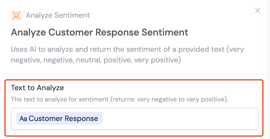 Text to Analyze field with variable reference