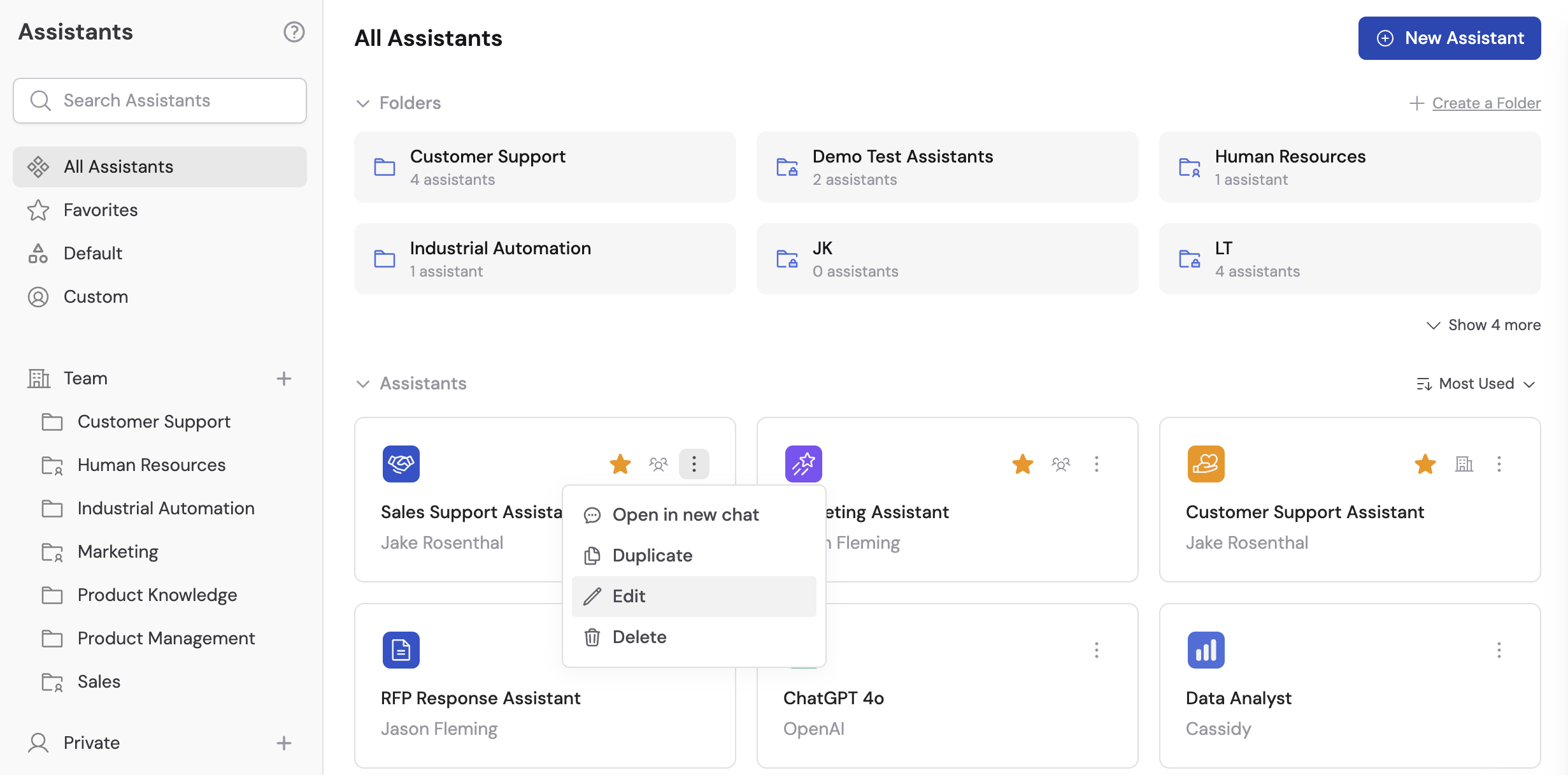 Agents page showing the list of available Agents