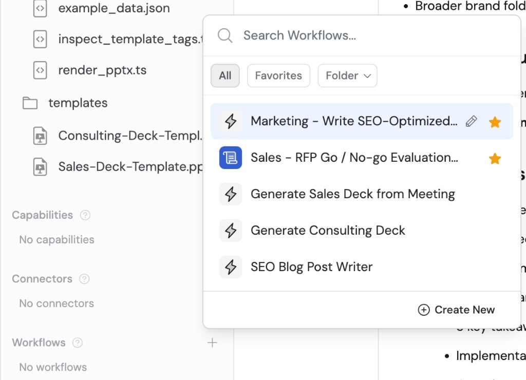 Skill Workflow selector showing published Workflows available to add
