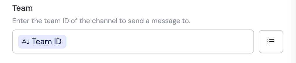 Team selection dropdown