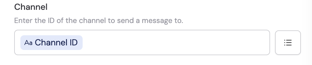 Channel selection dropdown