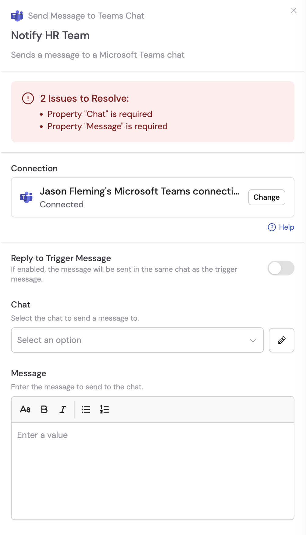 Adding a Microsoft Teams connection