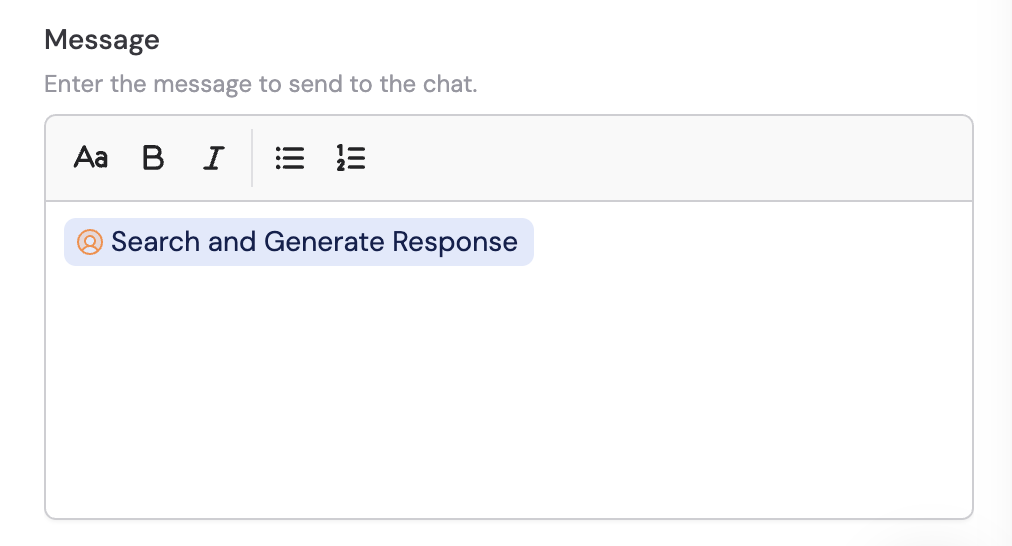 Message field with variable reference