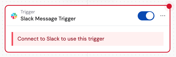 Workflow builder showing the Slack Message trigger selected