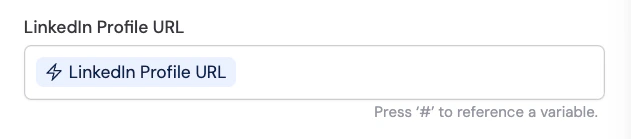 LinkedIn Profile URL field with variable reference