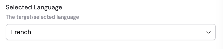 Target Language dropdown selector
