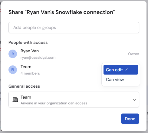 Tool permission settings for Snowflake actions