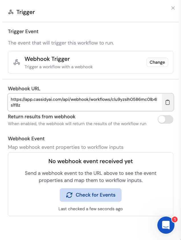 Trigger type selection showing the Webhook option