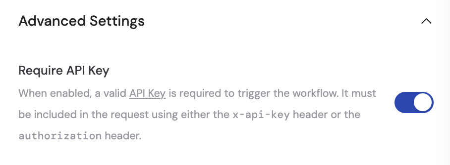 Webhook URL displayed in the trigger settings