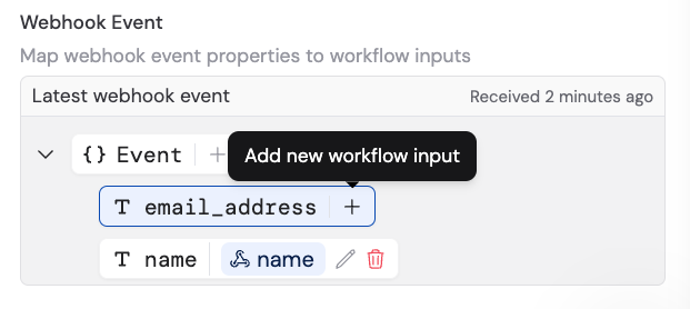 External system sending a test event to the webhook URL