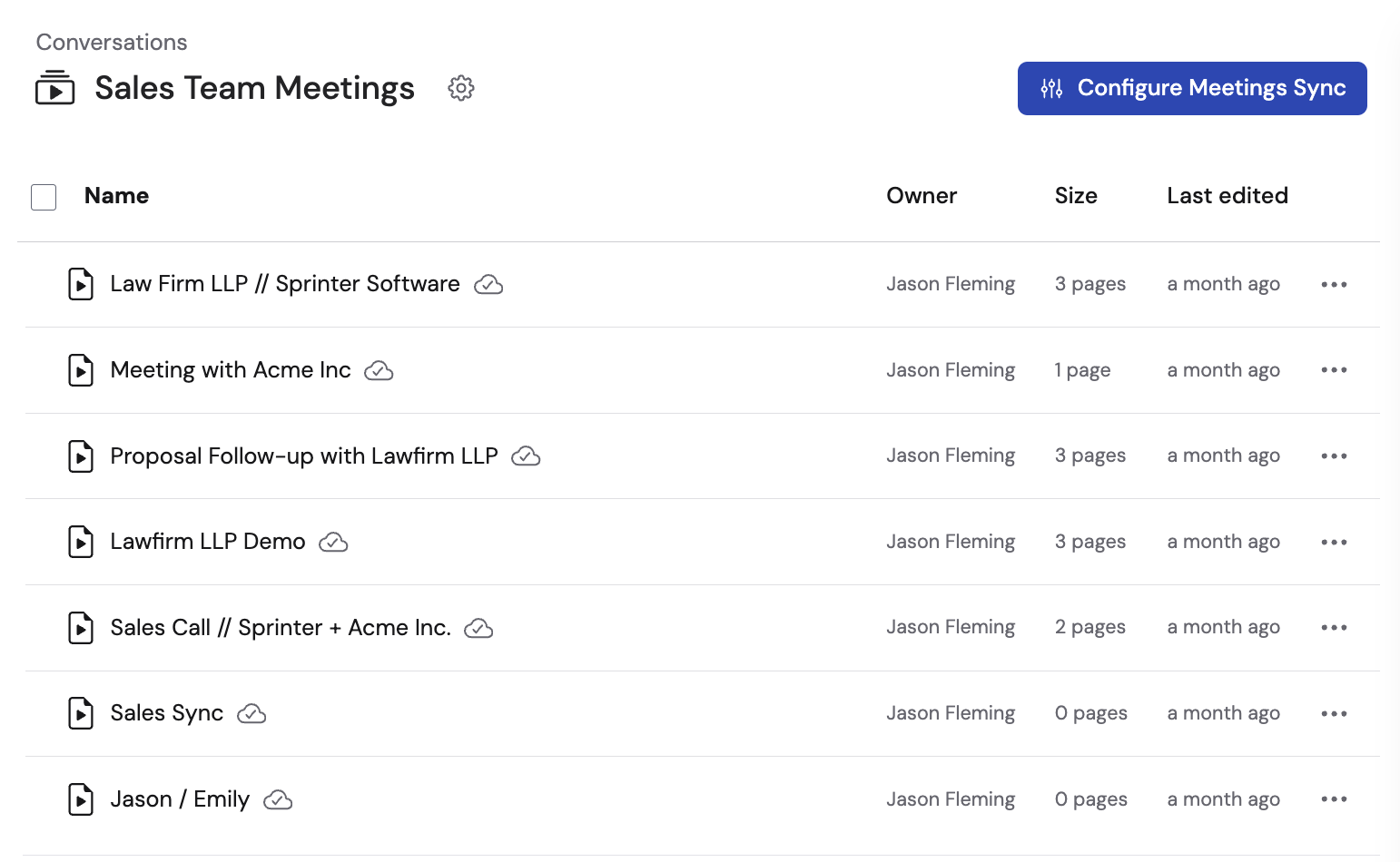 Configure Meetings Sync settings for the imported folder