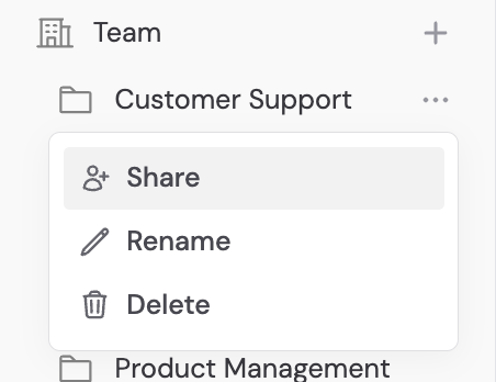 Folder context menu showing the Share option