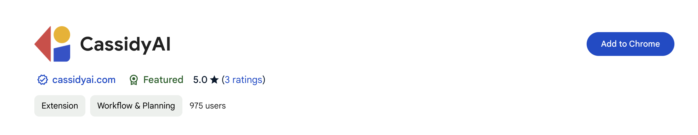 Cassidy AI extension listing in the Chrome Web Store