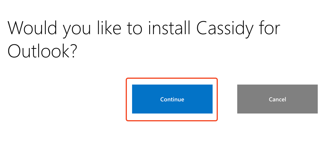 Installation confirmation dialog with a Continue button
