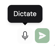 Dictate button and microphone icon in the chat text box