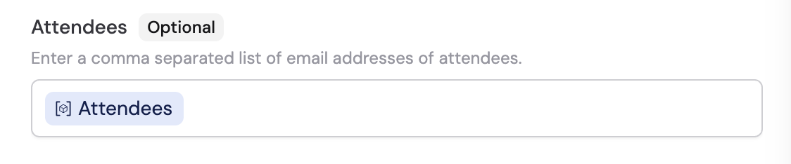 Configuring attendees in the optional fields