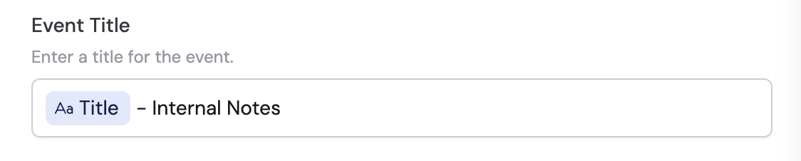 Entering an event title in the action configuration