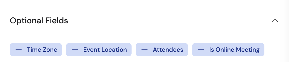 Optional fields section showing available settings