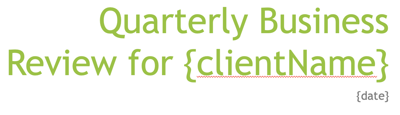 Text placeholder examples in a PowerPoint template