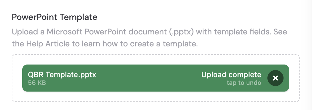 Uploading a PowerPoint template file