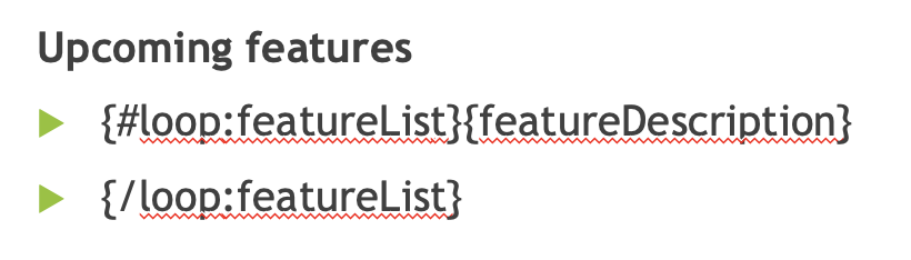 Loop example repeating content for a list of items