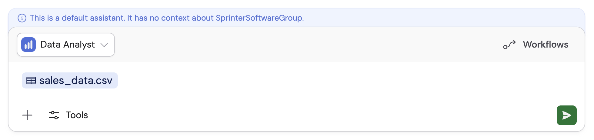 CSV file being uploaded to a chat for data analysis
