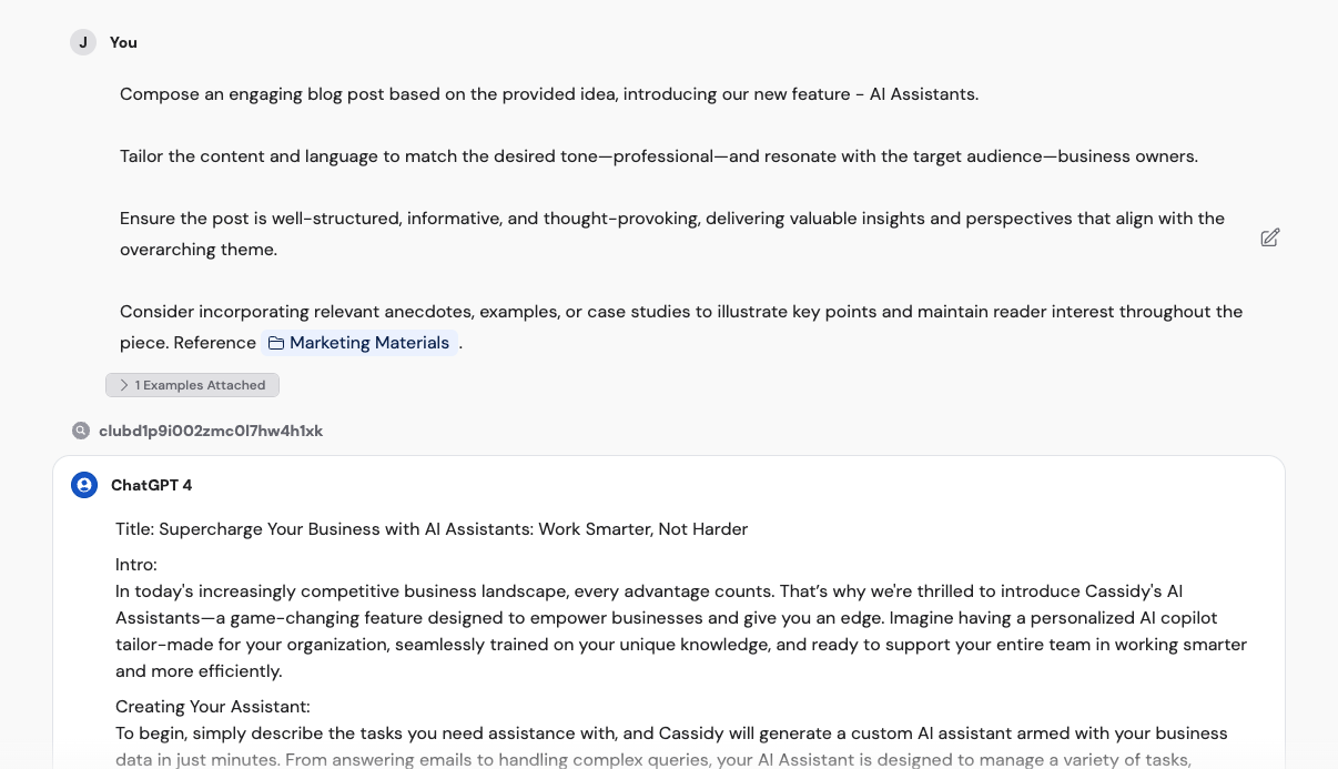Agent response generated from a custom prompt template