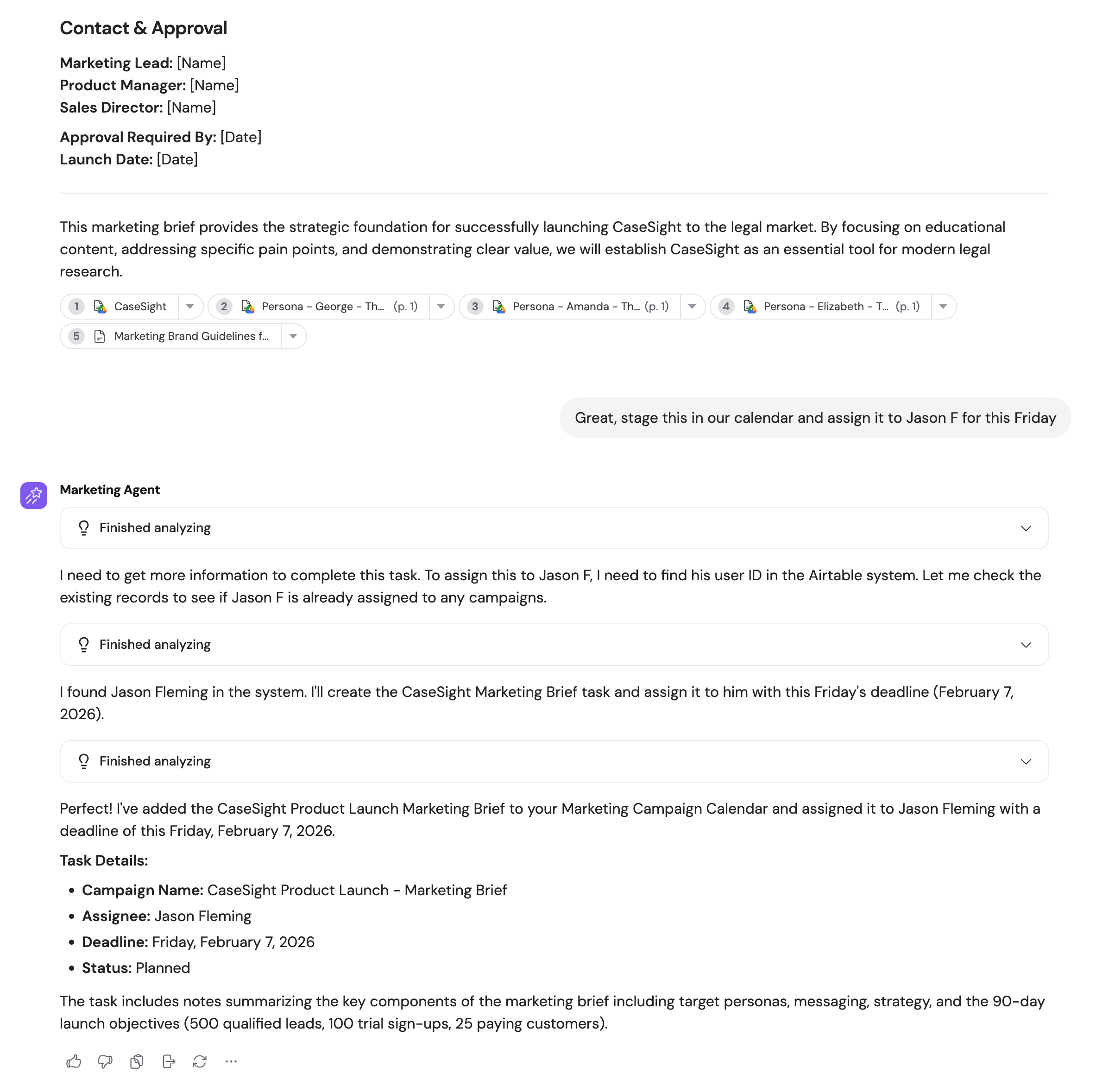 Chat with the Airtable-enabled Agent showing connection prompt