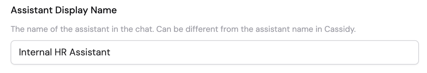 Agent Display Name field in the embed configuration