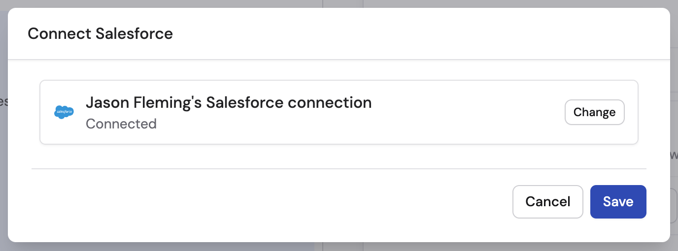 In-chat prompt asking the user to connect their Salesforce account