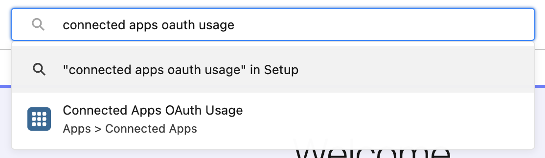 Connected Apps OAuth Usage page in Salesforce Setup