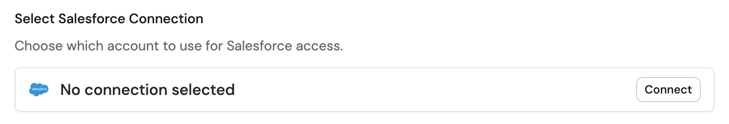 Shared connection setup prompting Salesforce sign-in