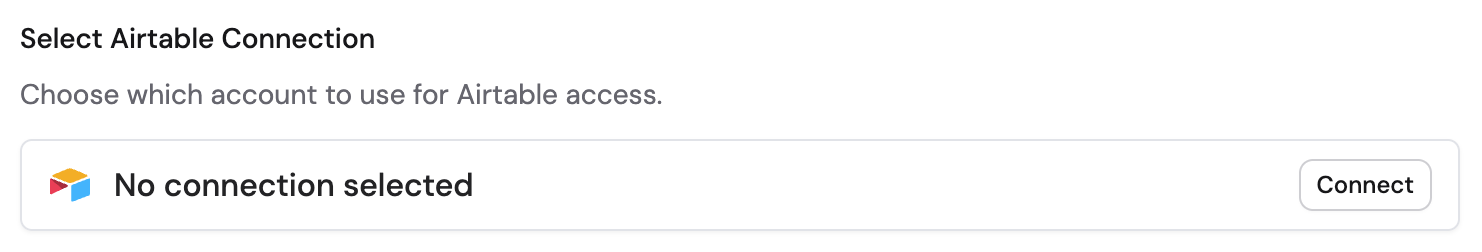 Shared connection setup for Airtable