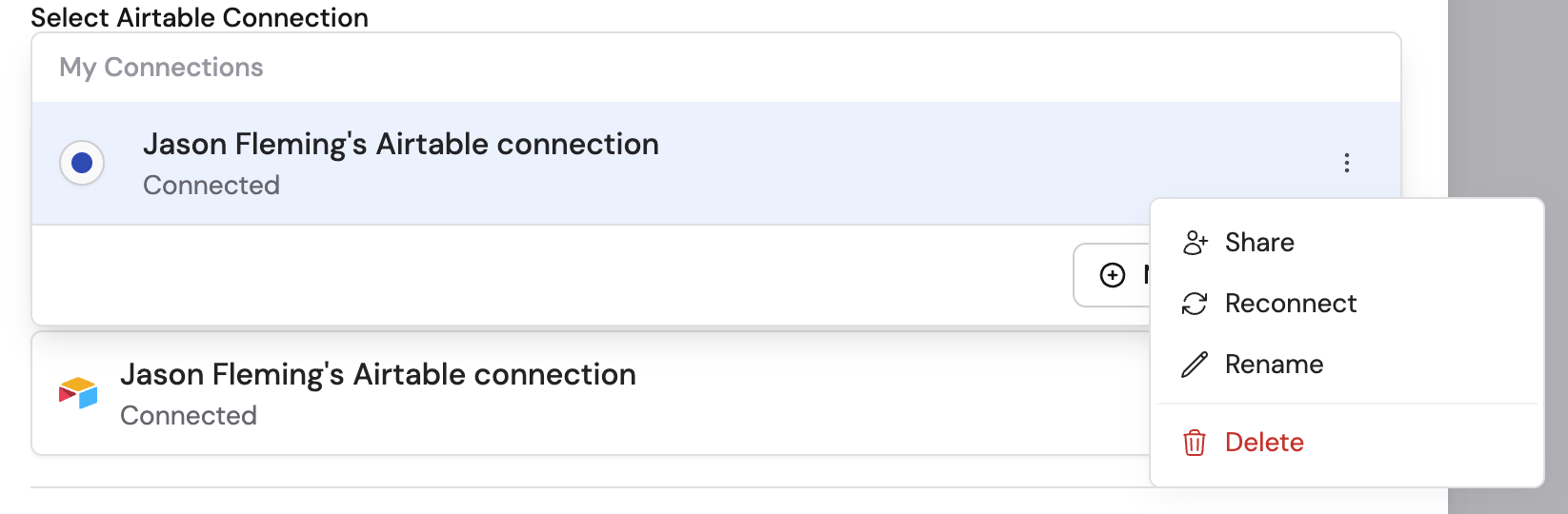 Sharing permissions configuration