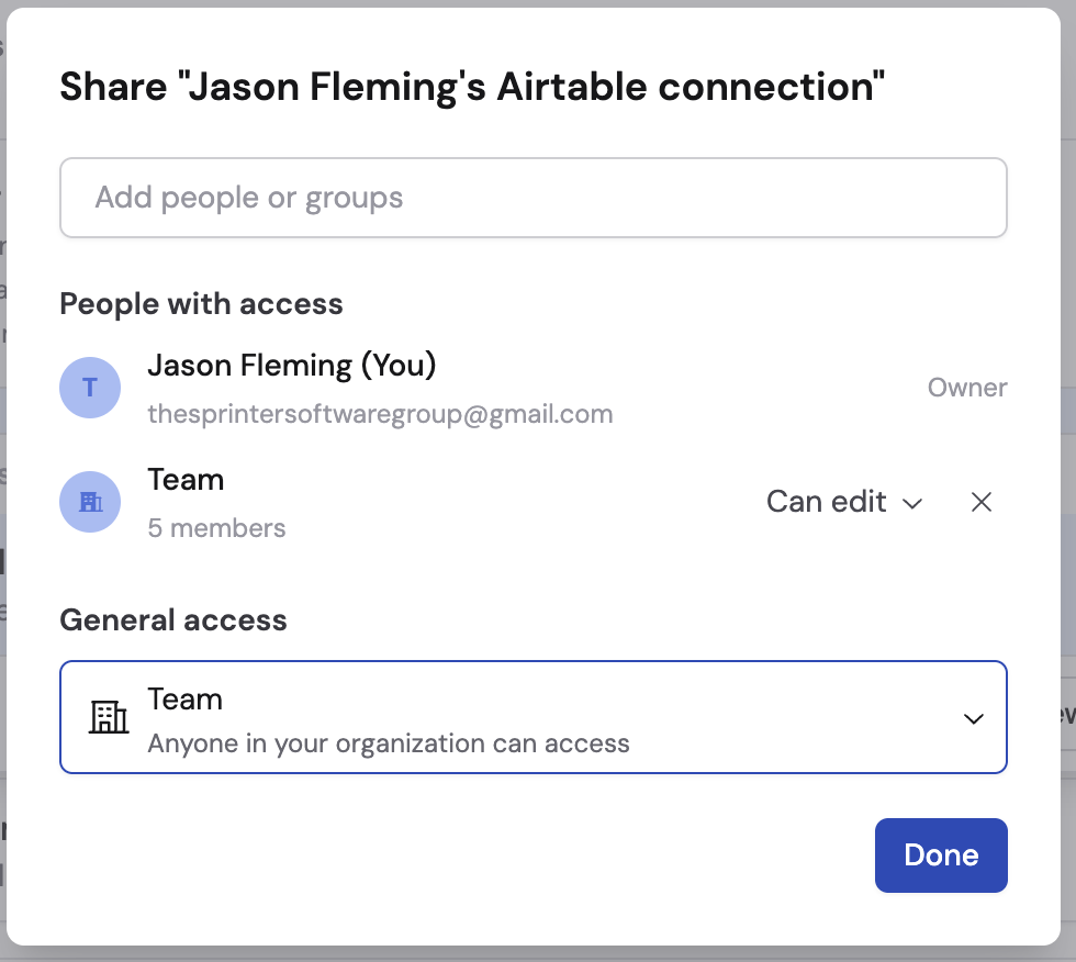 Shared connection configured and ready