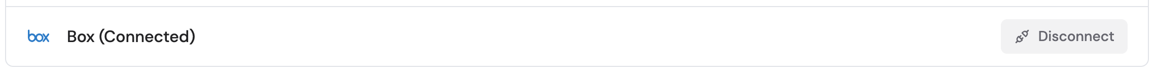 Connected Apps list showing Box with a Connected status and Disconnect button