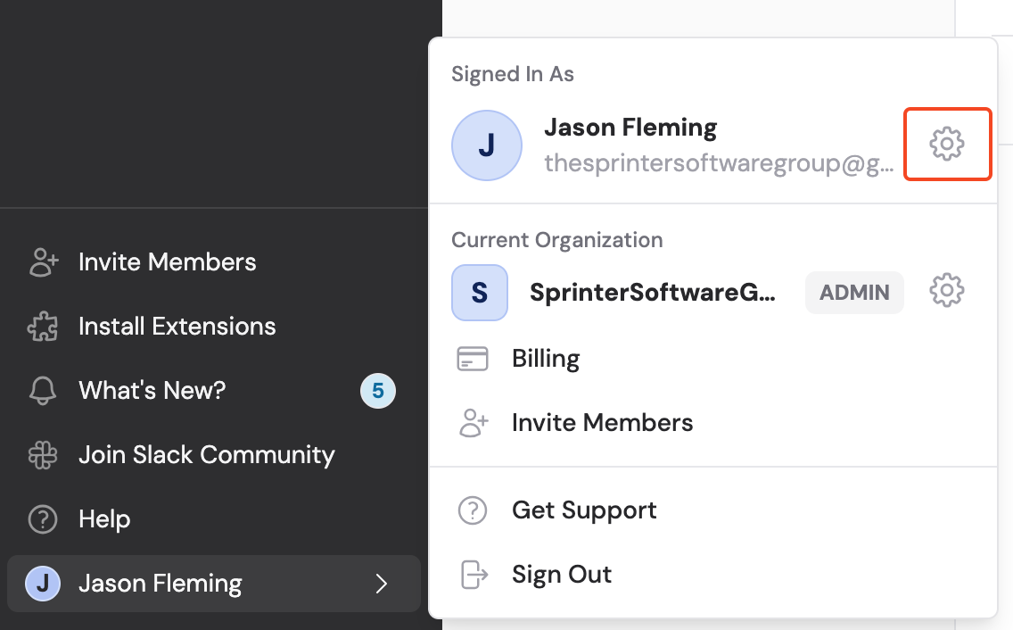 Settings sidebar showing the Connected Apps entry point