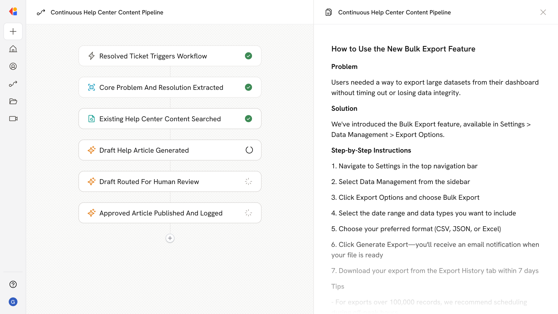 Continuous Help Center Content Pipeline