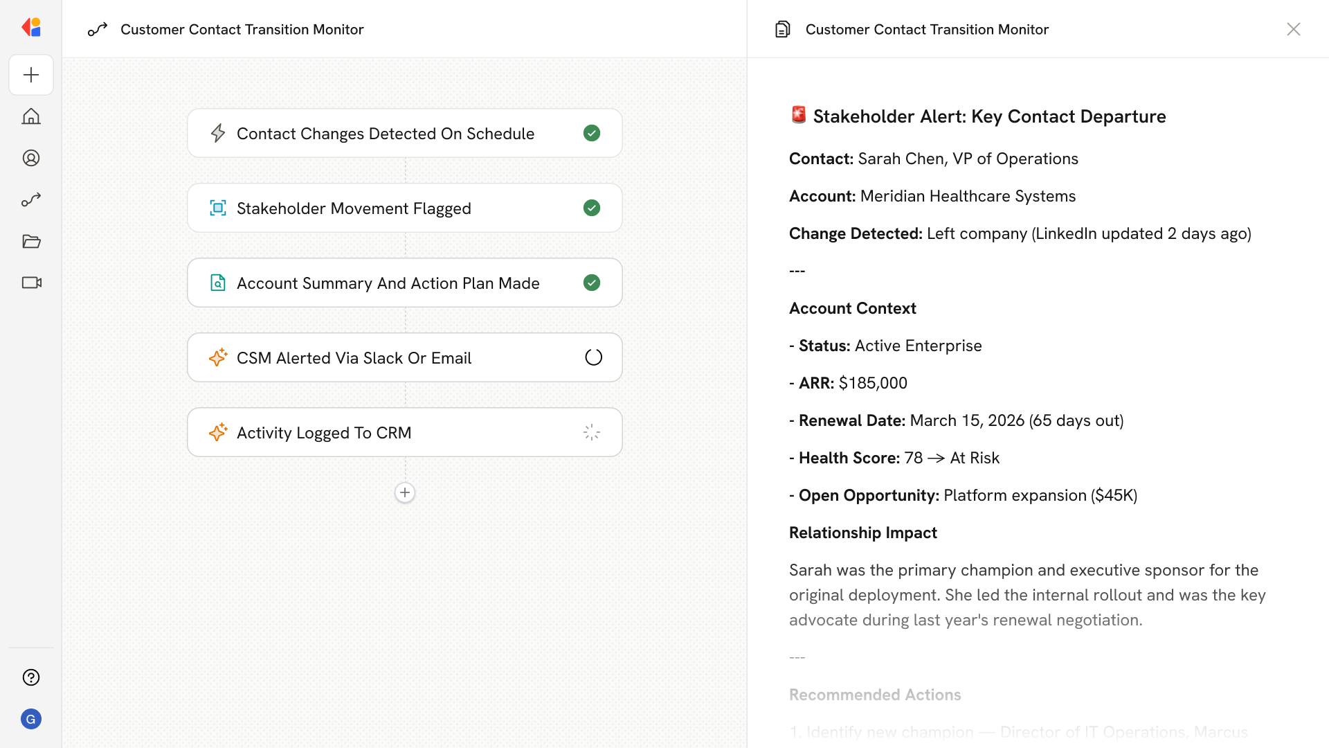 Customer Contact Transition Monitor
