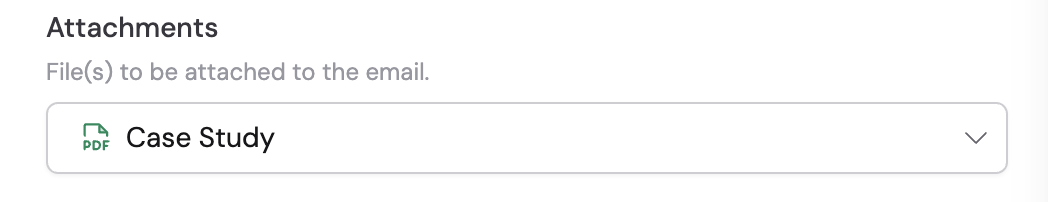 Attachments selector for the draft email